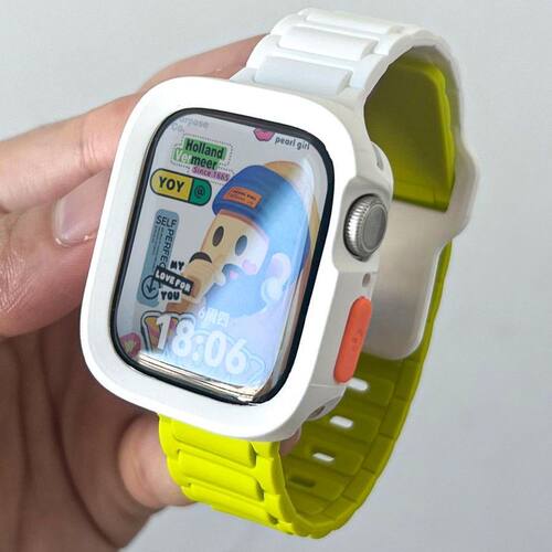 适用Applewatch10/s11工字三株硅胶表带苹果手表带撞色防摔运动SE