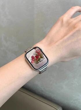 1005细款星光色高级女金属钢适用iwatch7/8苹果表带applewatch654