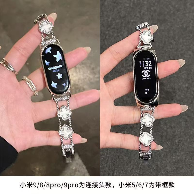 ins小米手环89pro/10nfc表带四叶草手镯链陶瓷版红米watch4/5通用