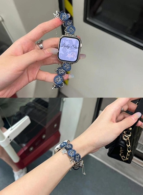 Getyrbd牛仔纽扣链条表带AppleWatch设计感适用苹果表带789E