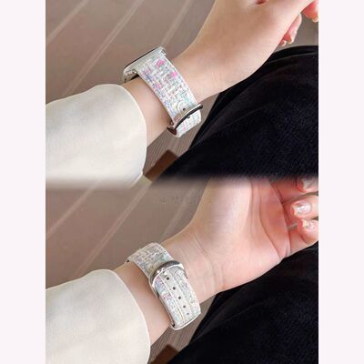 毛妮适用s11苹果iwatch10表带秋冬香风女编织皮个性s987654se潮流