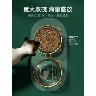 猫碗猫咪狗食盆保护颈椎宠物盆双碗猫粮盆水碗饭碗喝水一体防打翻