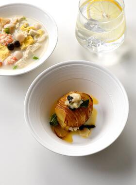 法式螺纹餐具骨瓷拉面碗家用汤面碗白色大碗面条碗精致轻奢