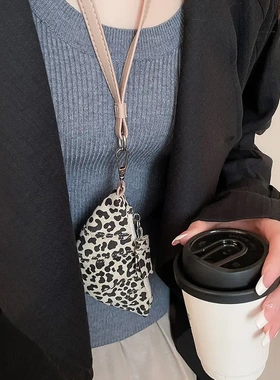 豹纹皮革形眼镜包包皮绳项链复古美拉德毛衣链欧级感项饰