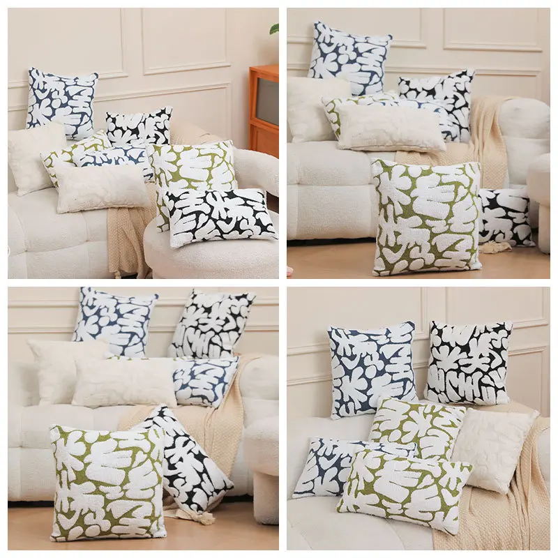 北欧ins客厅民宿雪尼尔提花双面枕套沙发抱枕靠垫居家布艺礼