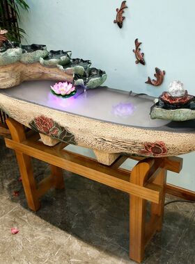 开业礼品假山h流水喷泉摆件落地水景招财客厅轮鱼缸创意加湿器