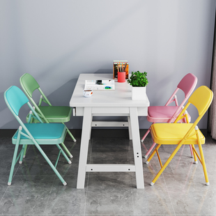 可折叠椅子家用靠背电脑椅宿舍小凳子卧室简易便S携办公会议椅餐