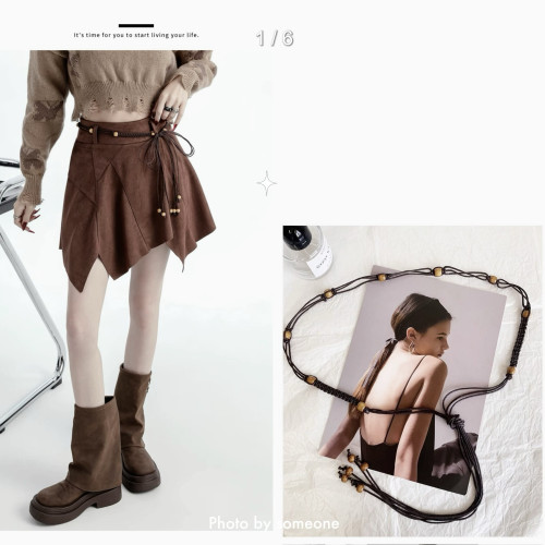 腰链女手工木珠腰链时尚配裙子