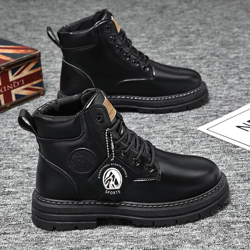 新品大黄蜂马丁靴男款秋季高帮工装靴英伦风男士高帮板鞋厚底防水