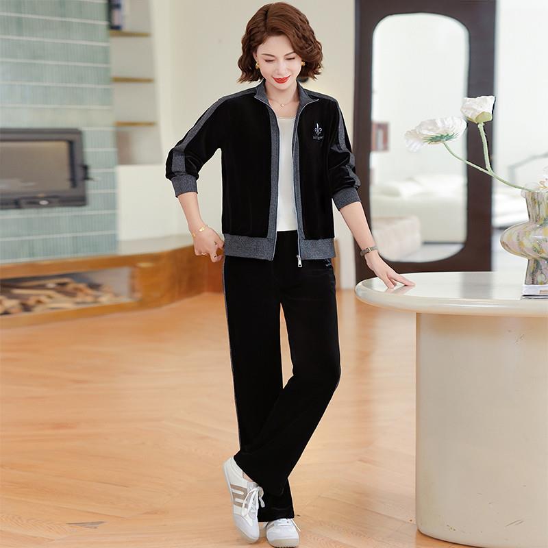 推荐中年妈妈春秋运动套装2025新款洋气休闲卫衣中老年女装时尚两
