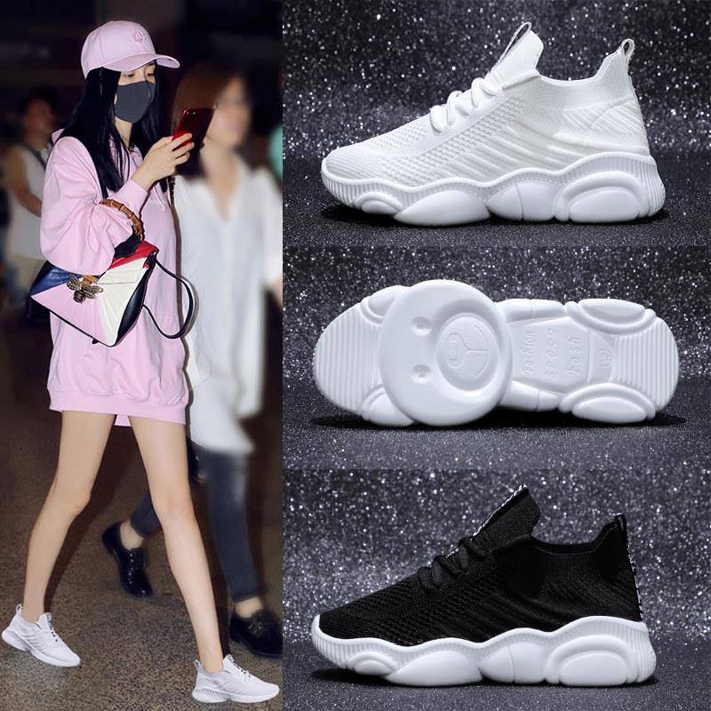 推荐小白鞋女鞋子2026春夏季新款跑步运动鞋百搭透气网面袜子老爹