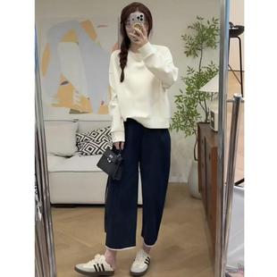 新品2025新款白色早秋薄款卫衣女装高腰小个子长袖短款加绒加厚上