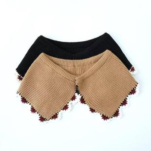 针织气质领子秋冬百搭装饰保暖翻领羽绒服防脏可拆卸螺纹方领洋气