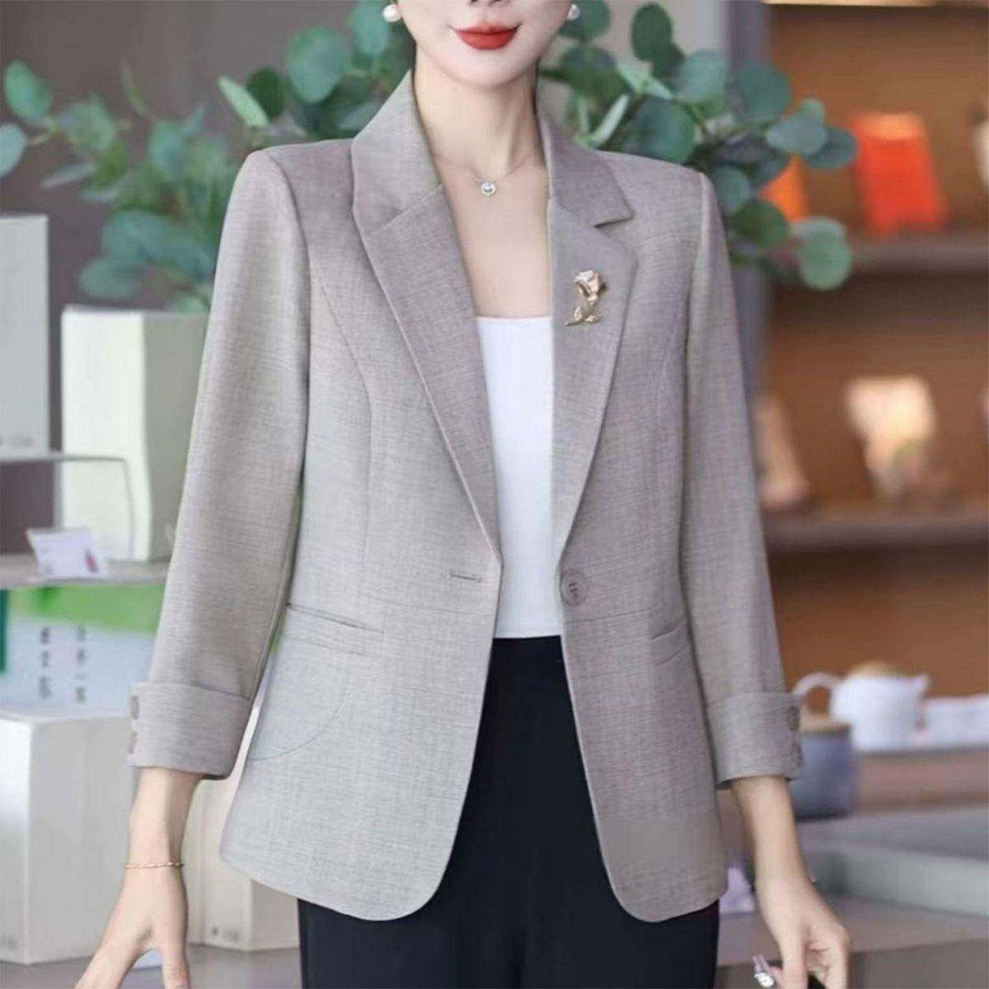 推荐2026秋季新款时尚气质妈妈装小西服女士洋气百搭宽松显瘦西装