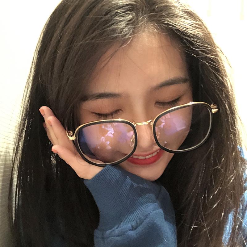 好货韩版潮大框眼镜框女复古文艺平光镜圆脸显瘦眼镜网红素颜配近