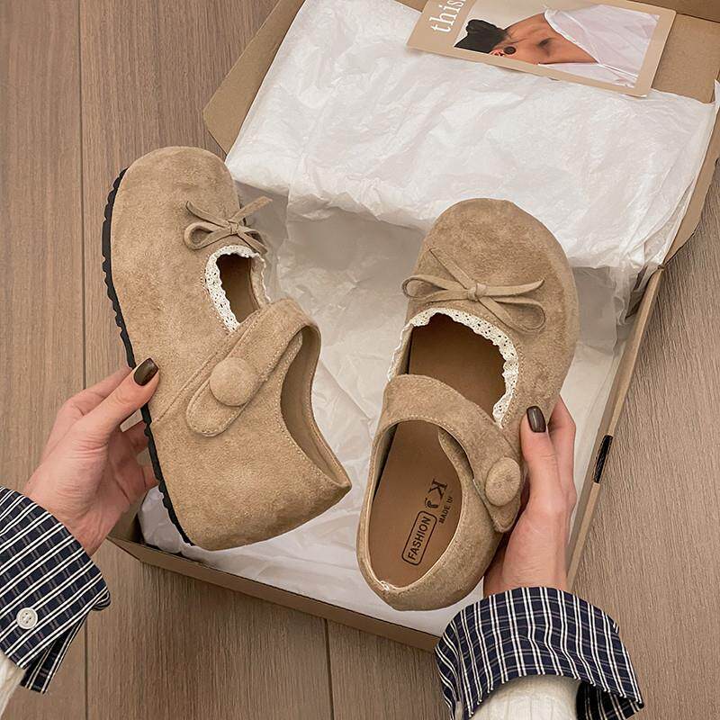 新品内增高厚底全包勃肯鞋女2026春季新款蝴蝶结可爱圆头复古玛丽