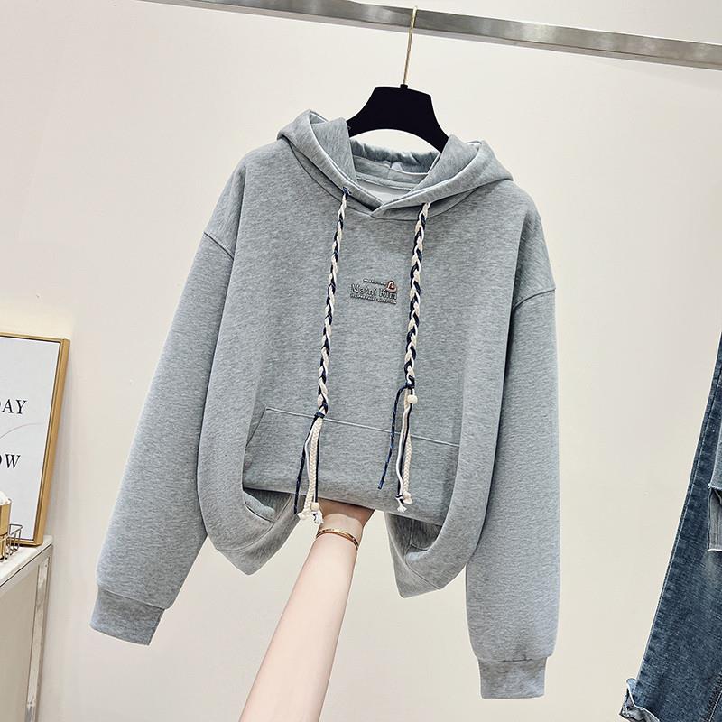 推荐高中生宽松运动卫衣女休闲时尚初中学生甜美百搭秋季连帽上衣