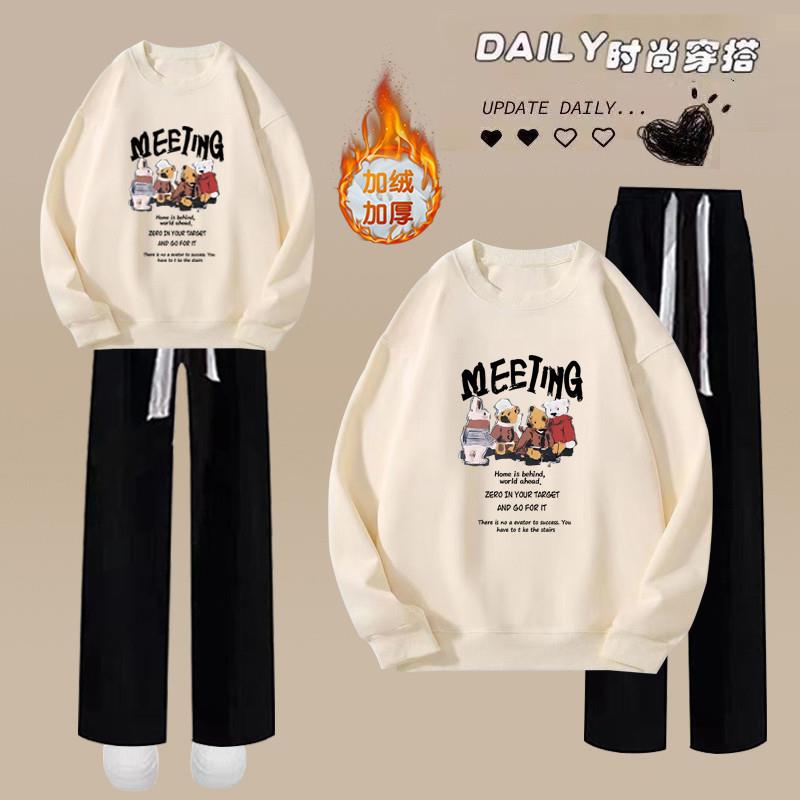 推荐春秋季中学生少女学院风休闲两件套初中生卫衣运动套装高中生