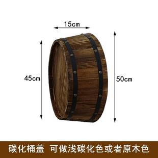 酒桶半桶实木啤红酒桶壁挂橡木桶盖截断桶底酒吧酒庄实木装 饰酒桶