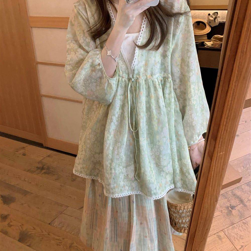 推荐减龄碎花蕾丝边娃娃衫上衣棉麻衬衫女长袖宽松早秋女装2026新