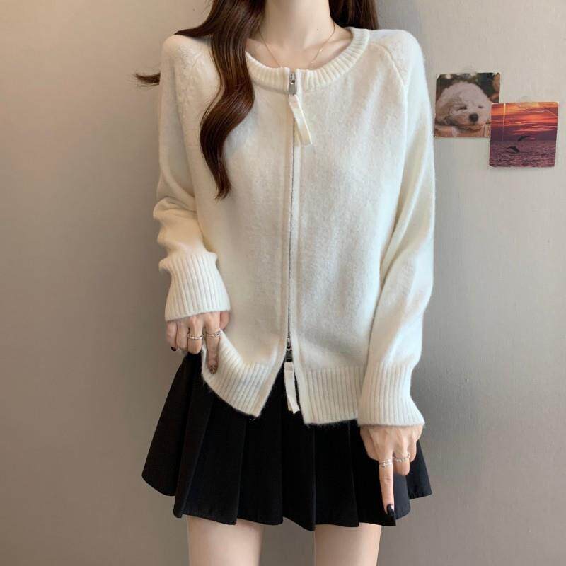 新品爆款红色长袖毛衣外套2025秋季大码女装胖mm韩系遮肉减龄针织