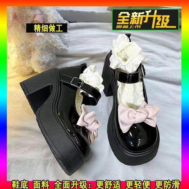 新品日系Lolita甜酷玛丽珍小皮鞋2026新款夏松糕蝴蝶结松糕JK单鞋