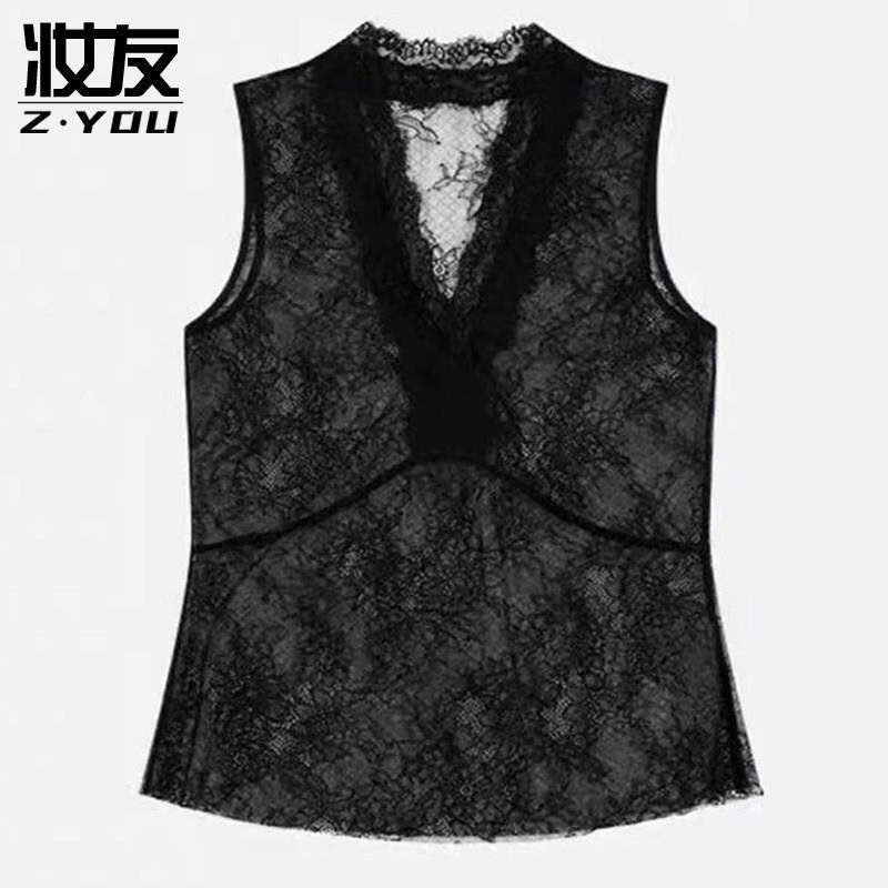 推荐欧货时髦洋气蕾丝小衫女士内搭2026新款外穿无袖打底背心V领