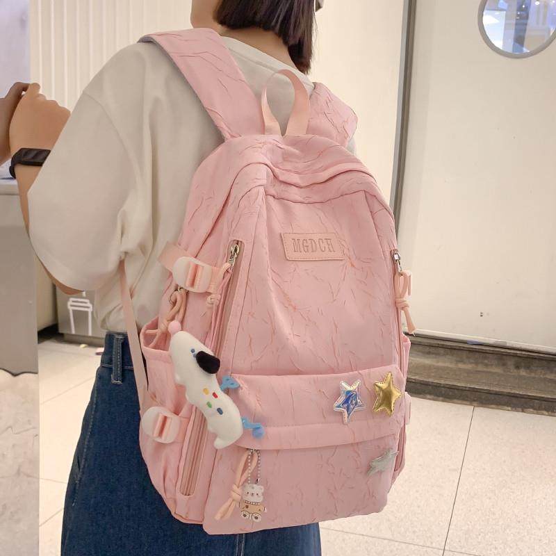 新品简约书包少女初中生高颜值大容量韩版可爱中学生双肩包大学生