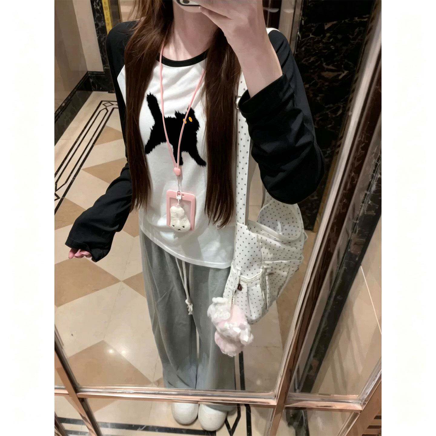 推荐早秋季穿搭纯棉插肩长袖t恤女2026新款打底衫独特漂亮超好看