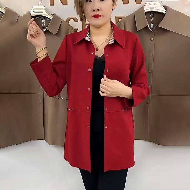 推荐中老年妈妈春秋新款风衣宽松遮肉洋气女士空气棉中长款翻领外