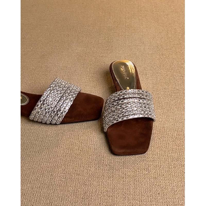 新品~绝美水钻凉拖鞋女夏
