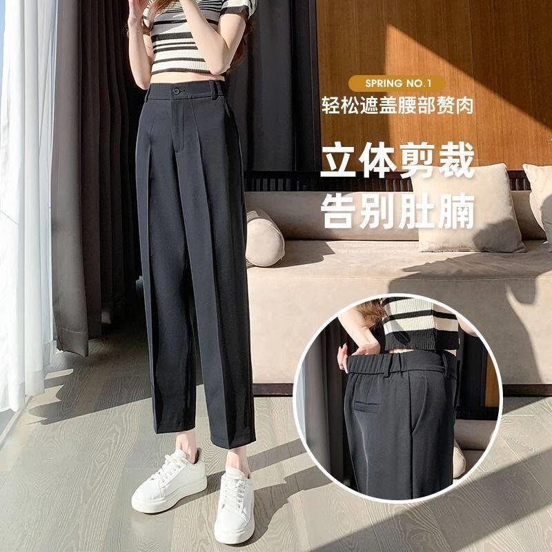 推荐西装裤女2026秋冬高腰直筒黑色职业工作裤小个子九分休闲烟管