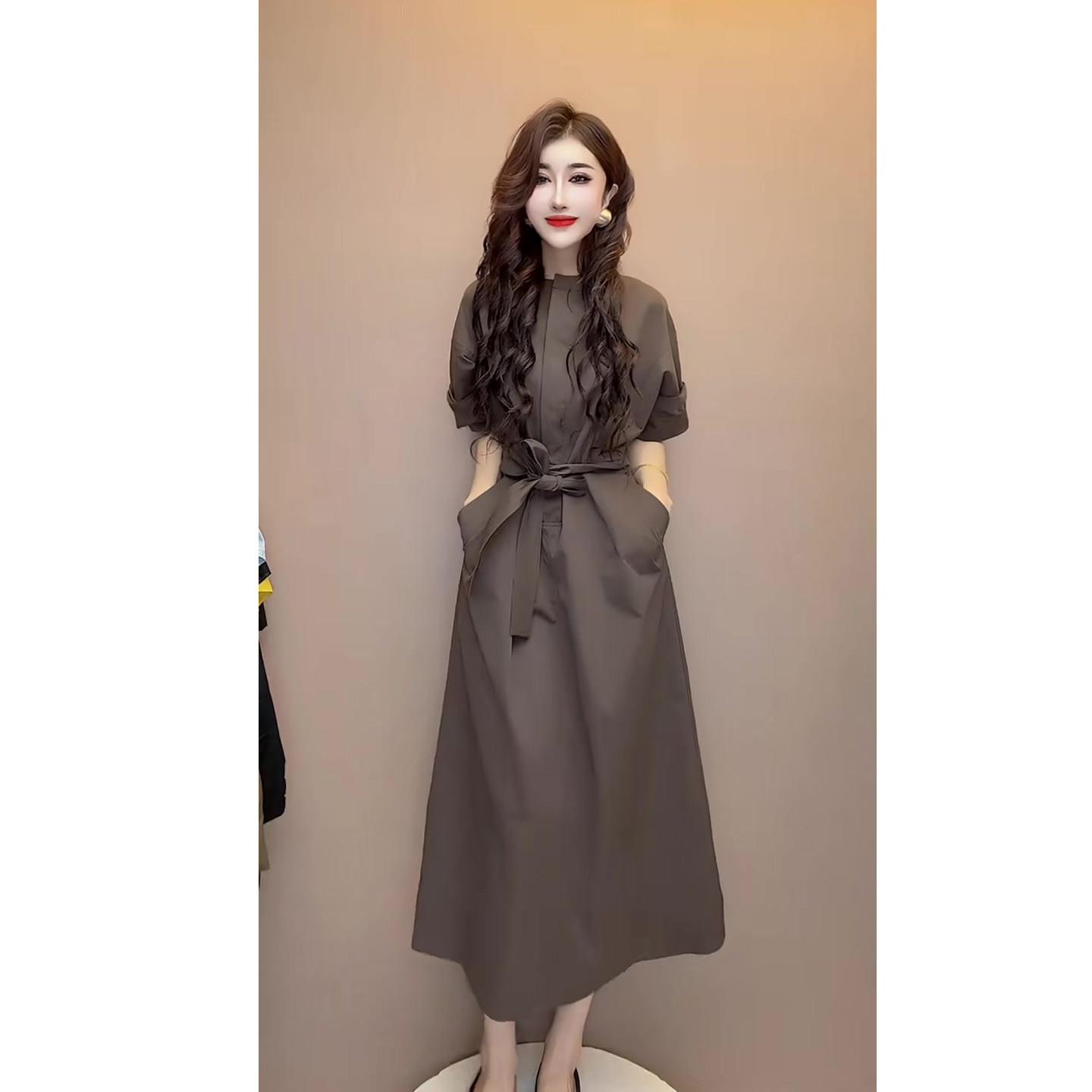 推荐成熟气质高级感风衣裙女2026秋季新款绑带遮肉显瘦长款连衣裙