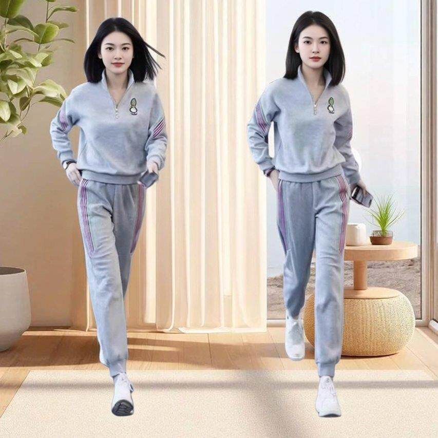 推荐休闲运动服套装女2026春秋季新款宽松时尚洋气潮流卫衣卫裤两