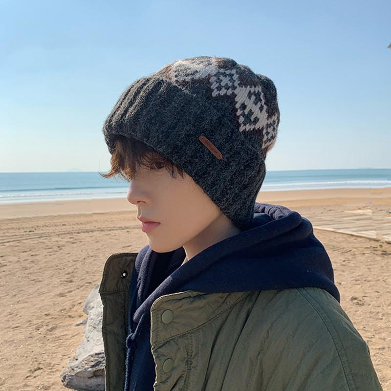 费尔岛毛线帽男冬季帽子男