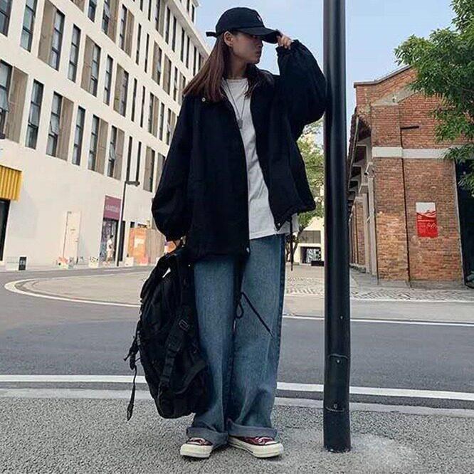 推荐2026新款春秋学生外套女百搭ins宽松韩版工装夹克黑色棒球服