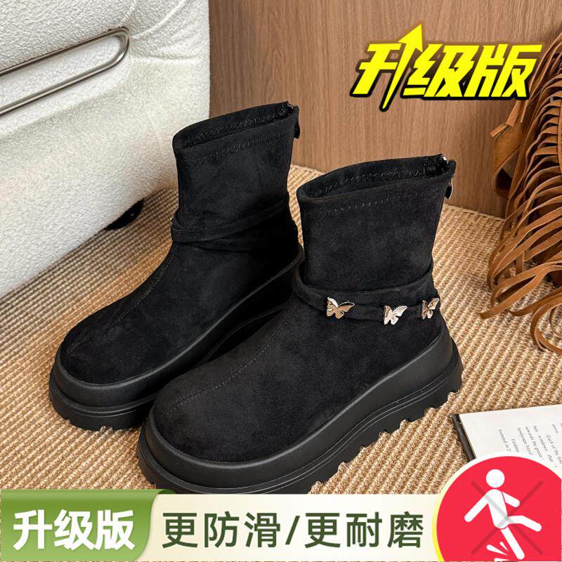 新品复古厚底马丁靴女2026新款春季配裙子英伦风增高百搭松糕软底
