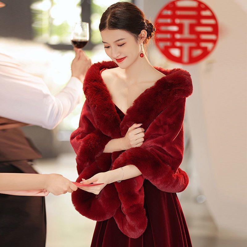 新娘敬酒服外套结婚礼酒红