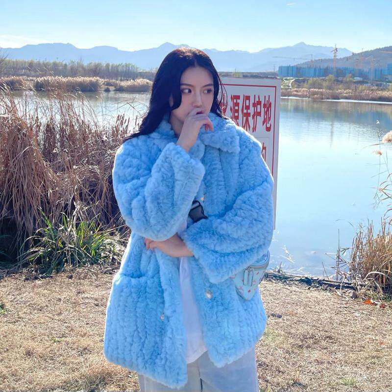 新品2025冬季羊羔毛绒皮草外套女翻领年轻中长款宽松加厚仿兔毛茸