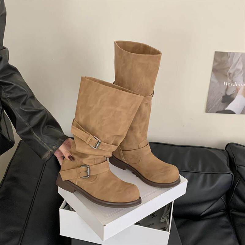 新品复古西部牛仔靴女2026