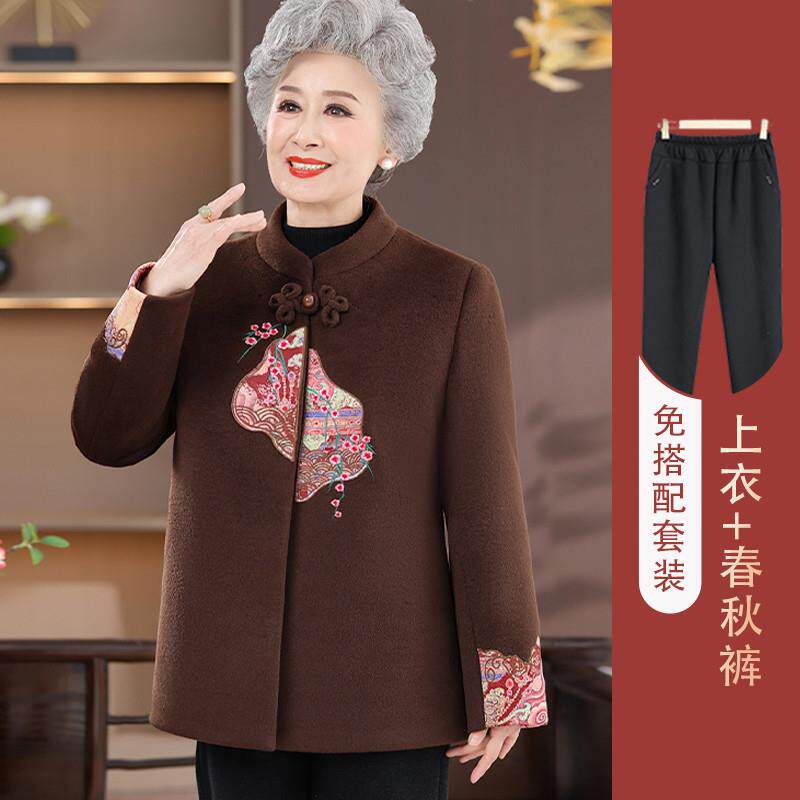 新品老年人新款春装外套奶奶装生日衣服妈妈装中国风上衣老太太衣