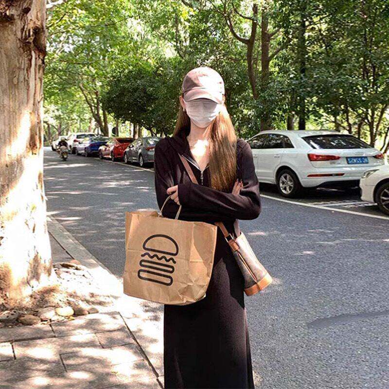 推荐欧货连帽卫衣连衣裙女春秋新款宽松显瘦气质搭配大衣内搭打底