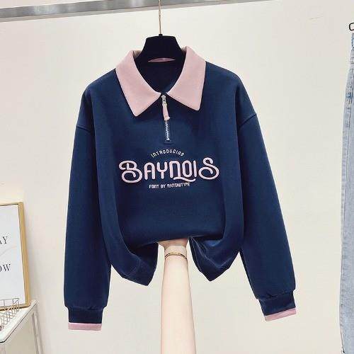 新品韩版宽松秋季长袖卫衣15初中学生13少女12岁大童韩系假两件上