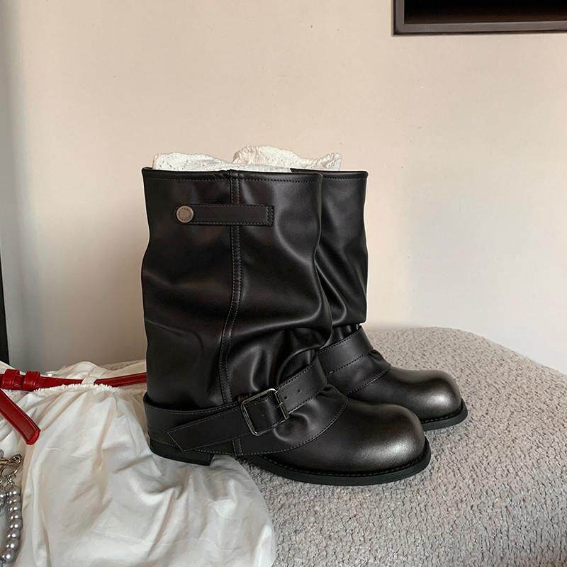 新品厚底西部牛仔靴女堆堆