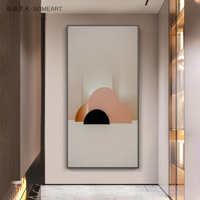 莫兰迪色高级感玄关装饰画几何温馨客厅墙面壁画走廊过道楼梯挂画图片