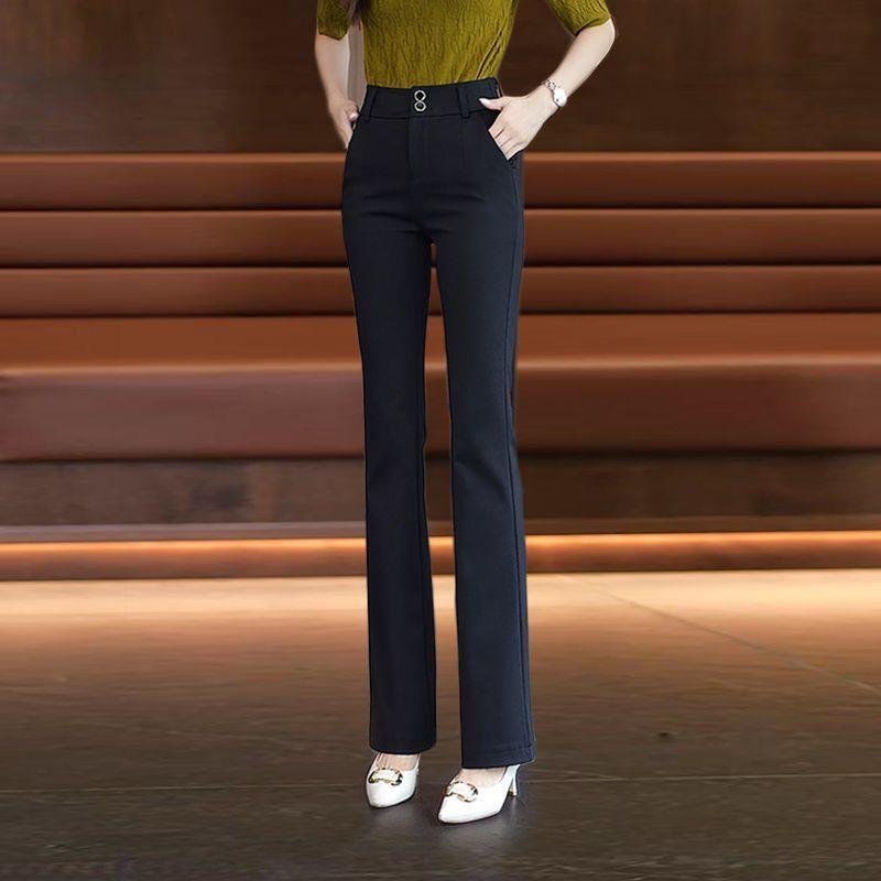 推荐微喇裤女2026春秋新款高腰显瘦弹力修身休闲百搭修身微喇叭裤