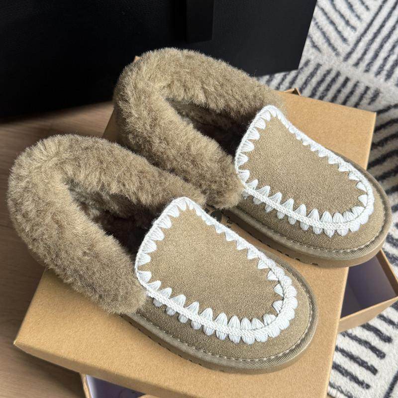 新品厚底雪地靴女款2025新款秋冬季加绒保暖豆豆鞋一脚蹬防滑毛毛