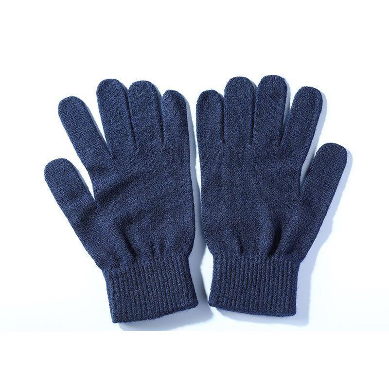可触屏羊绒手套男黑色薄款