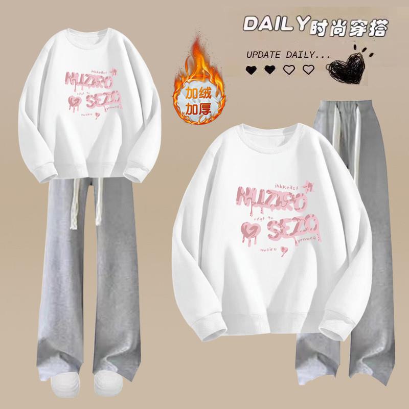 推荐春秋初中女生休闲运动套装高中学生宽松少女学院风卫衣秋装两