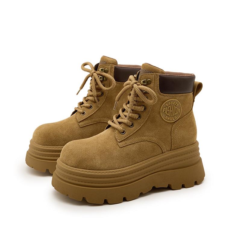 新品内增高马丁靴女夏秋新款登山厚底短靴川西旅游西藏穿搭靴子小